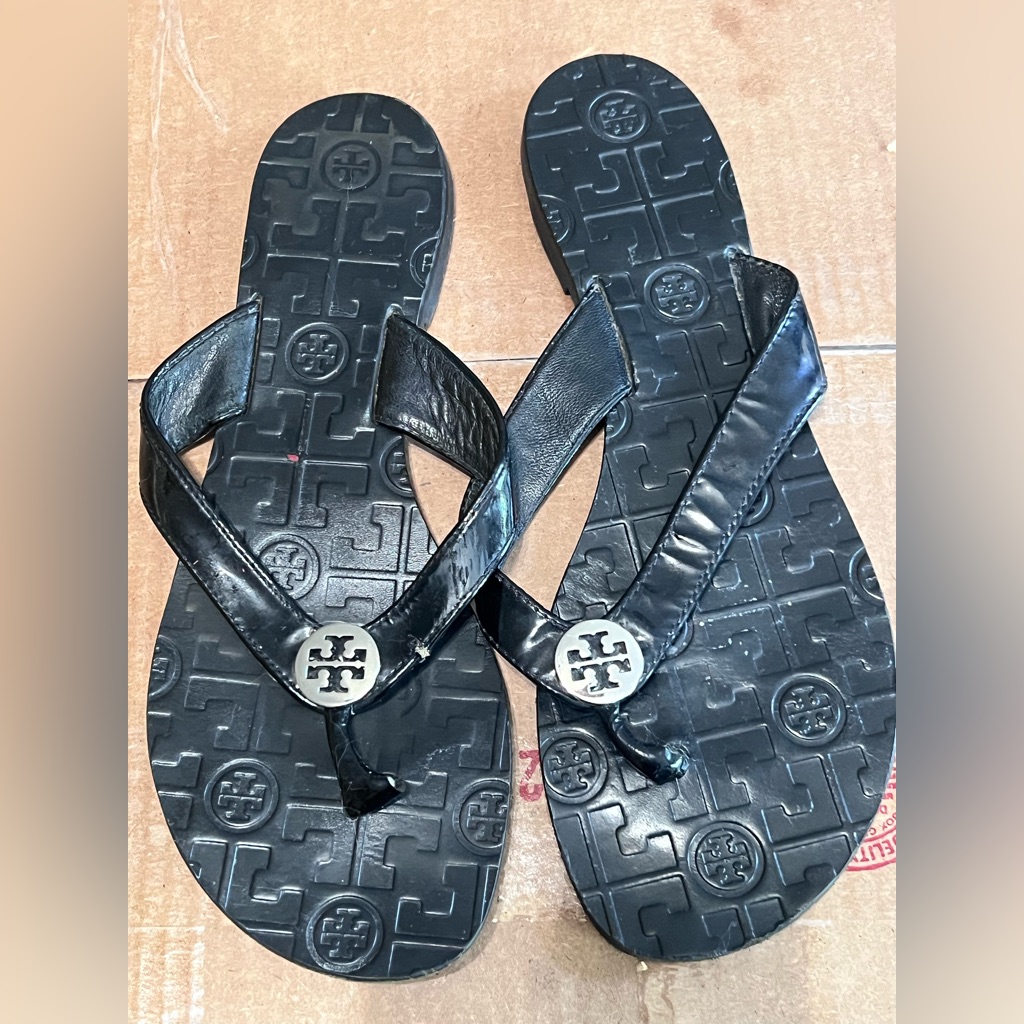 Tory Burch Glossy Black Sandals